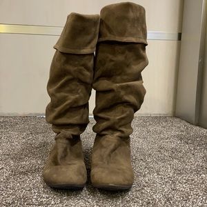 Nine West suede-like wide calf slouch boots